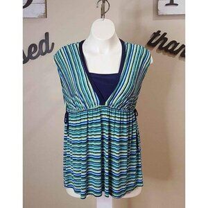 Angela Collection USA Stripe Stretch Sleeveless Top Size XL